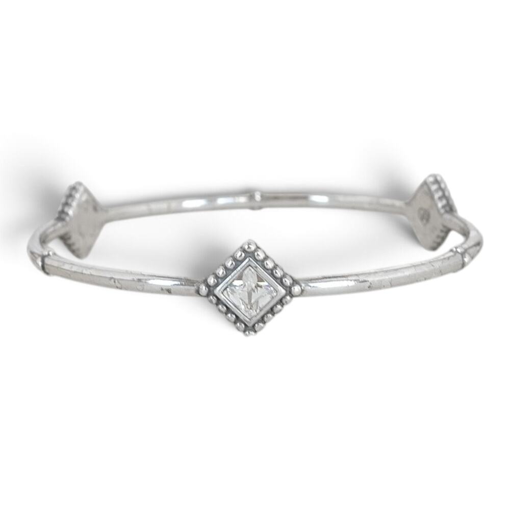 Brighton Twinkle Square Slim Bangle Bracelet Clear Crystal Silver Plated